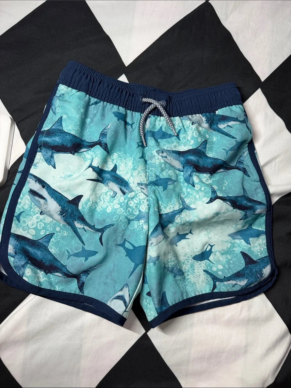 Kids Blue Shark & Palm Swim Shorts Set